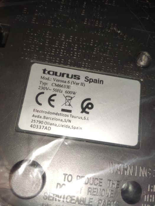 Máquina de Café TAURUS Vereona 6 (Nova, sem Jarra)