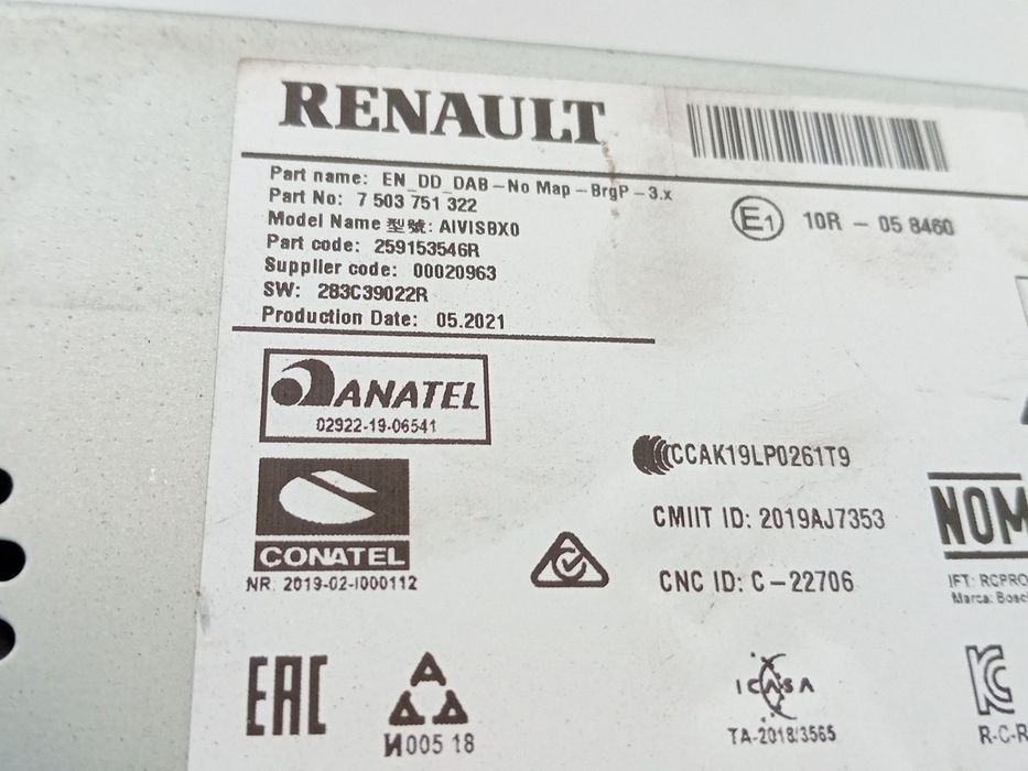 Rádio / auto-rádio RENAULT Zoe (BFM_)