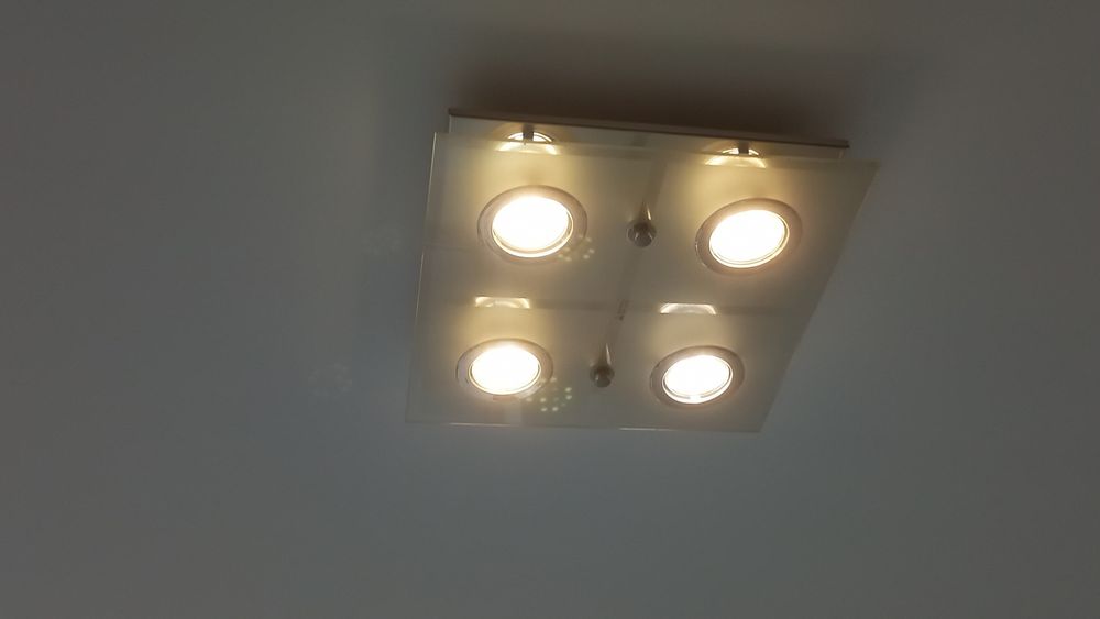 Plafon de Teto 4 Focos em Vidro Fosco