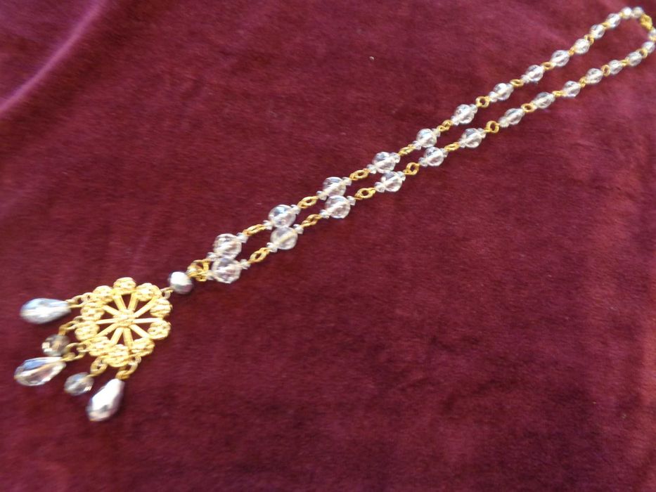 кулон намисто чеськ кришталь вінтаж стан нов 70см+7см кулон