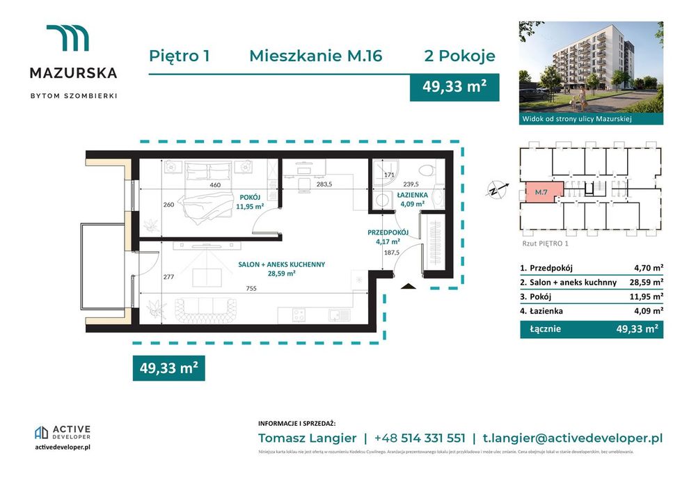 2-pokojowe mieszkanie, piętra od 1 do 6, 49m2 | Nowa inwestycja