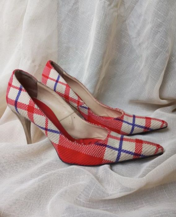 Оригінальні вінтажні туфлі Versace salon plaid heels