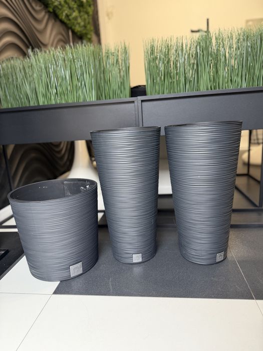 Komplet trzech doniczek donic grafit antracyt Prosperplast