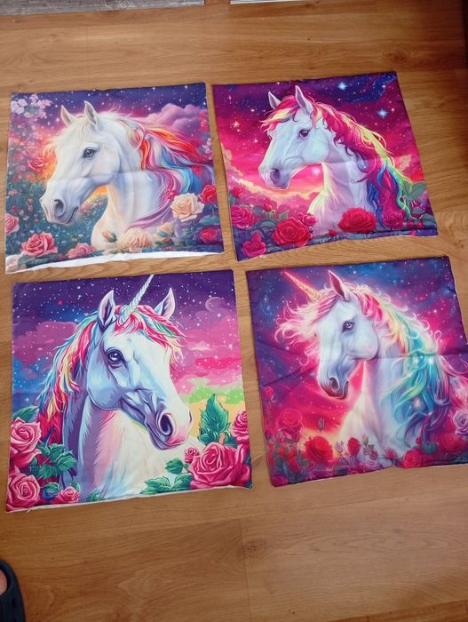 Poszewki na poduszki 45x45, jednorożce