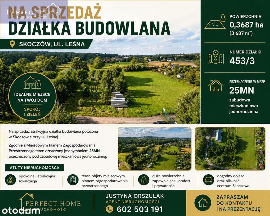 Piękna działka pod budowę domu – Skoczów, ul. Leśna