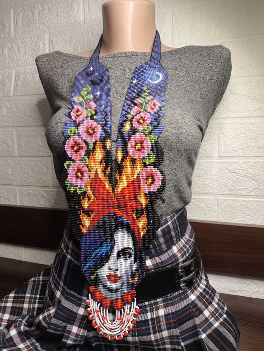 Гердан з бісеру ручної роботи Намисто Етно прикраса Кольє