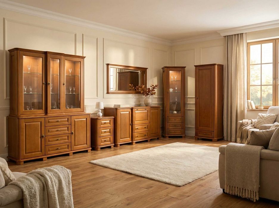 Zestaw mebli, Szafa, 2xWitryna, Lustro, 2xKomoda, Kolekcja 2010