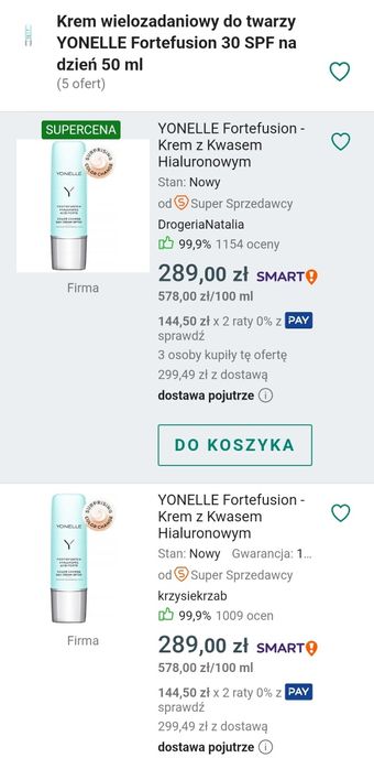 Krem YONELLE Fortefusion Hialuronic Acid SPF 30