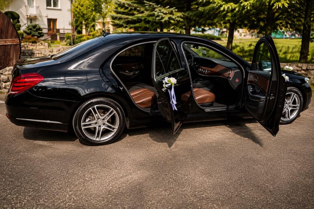 Mercedes S klasa Long wersja przedłużona, samochód do ślubu, auto na wesele