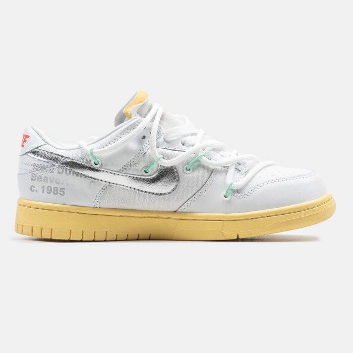 Кросівки Nike SB Dunk Low x OFF-White Silver Swoosh premium | Кроссовки Найк жіночі