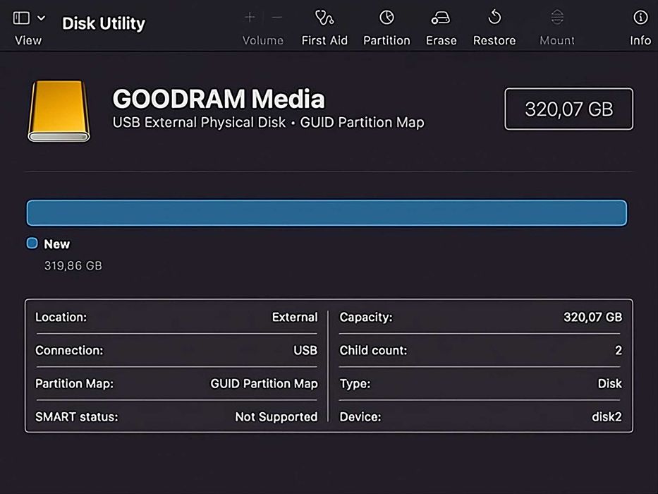 HDD 320Gb USB 3.0 Зовнішній жорсткий диск (Винчестер) Накопичувач ХДД