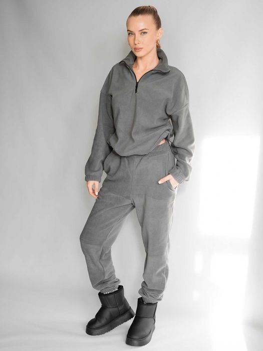 Костюм женский флисовый кофта и штаны жіночий фліс штани сірий 10521