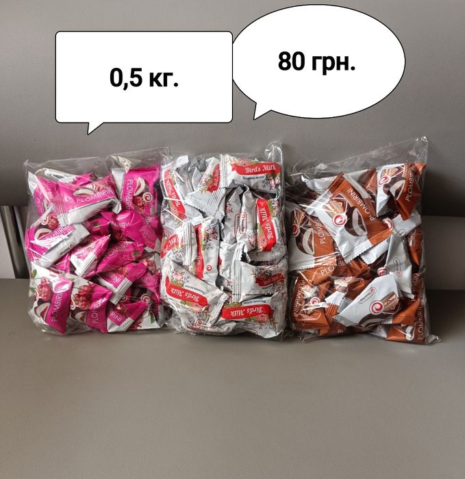 Цукерки, вафлі, сухарики, чіпси