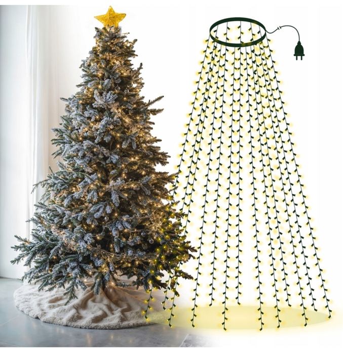 Lampki choinkowe 400 led opadające w dół na 16 wiązkach po 2m każda
