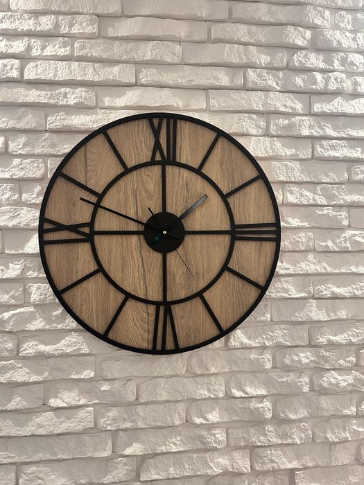 Zegar Ścienny Loft Dąb 60 cm Nowy