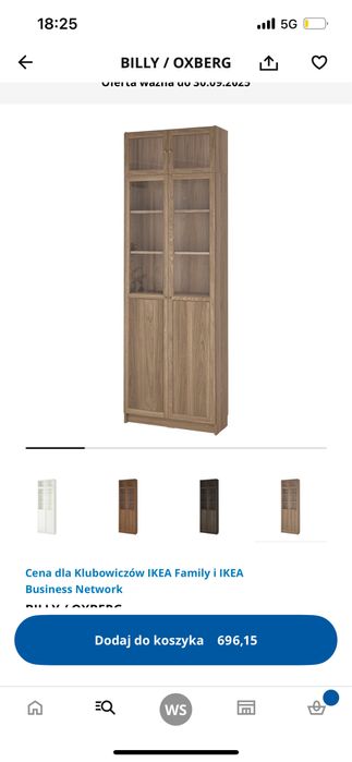 Regał Billy Oxberg Ikea dąb z nadstawką