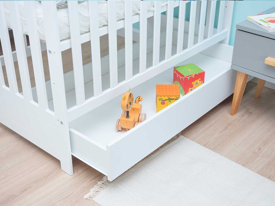 Meble Magnat Łóżeczko dziecięce sosnowe 60x120 Baby Sleep białe