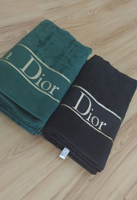 Ręcznik duży XXL Dior czarny złote przeszycia