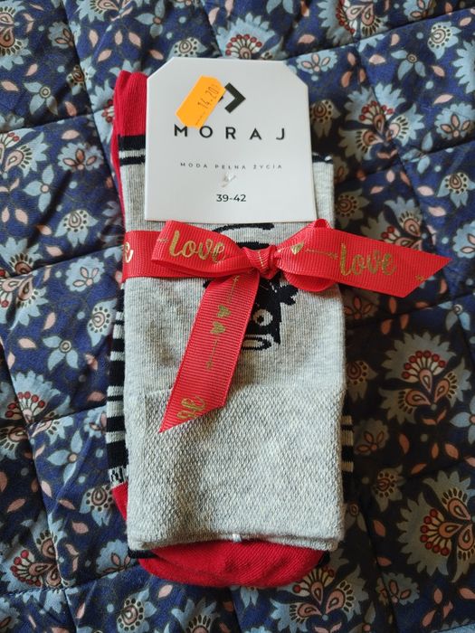 Skarpety walentynkowe męskie 39-42 koty 2 pary