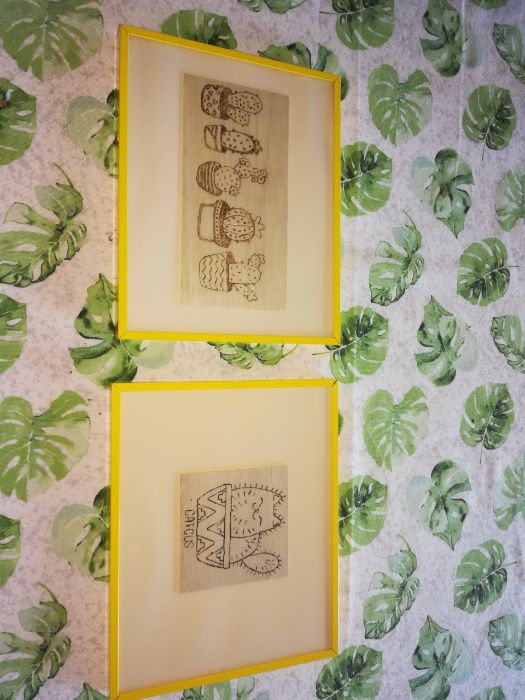 Picture, yellow (iron) frame (price for both) cacti and cat64551544930434121