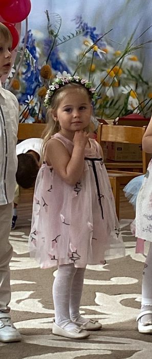 Ніжна сукня рожева в квіти для дівчинки 86