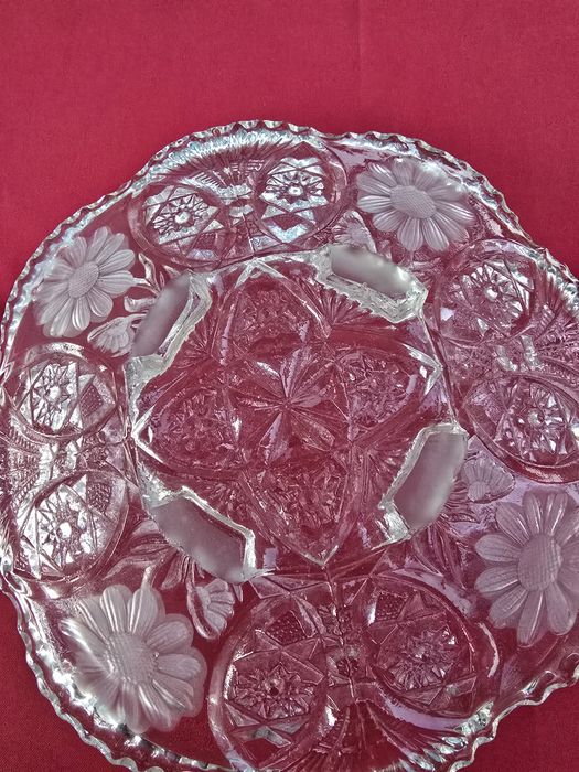 Taça e prato muito antigo vidro soprado