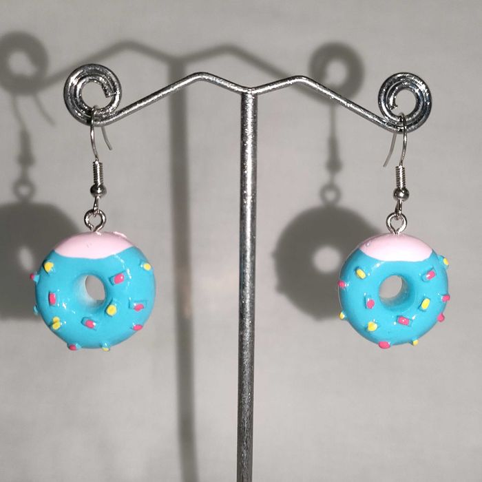 K149 Kolczyki wiszące Donut Pączki Handmade