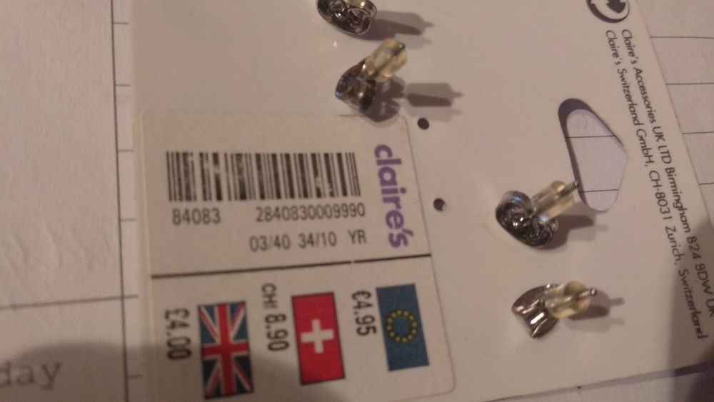 детские для девочки гвоздики серьги Claire’s цена за 2 пары 00's 90's