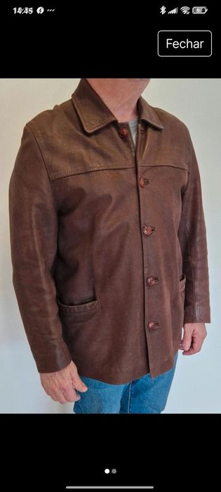 Casaco de pele castanho