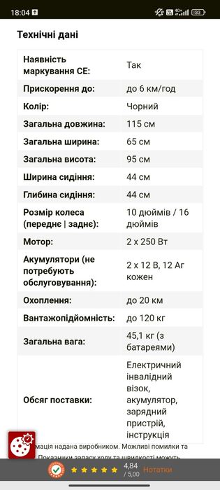 Терміново!Новий!Електричний інвалідний візок!