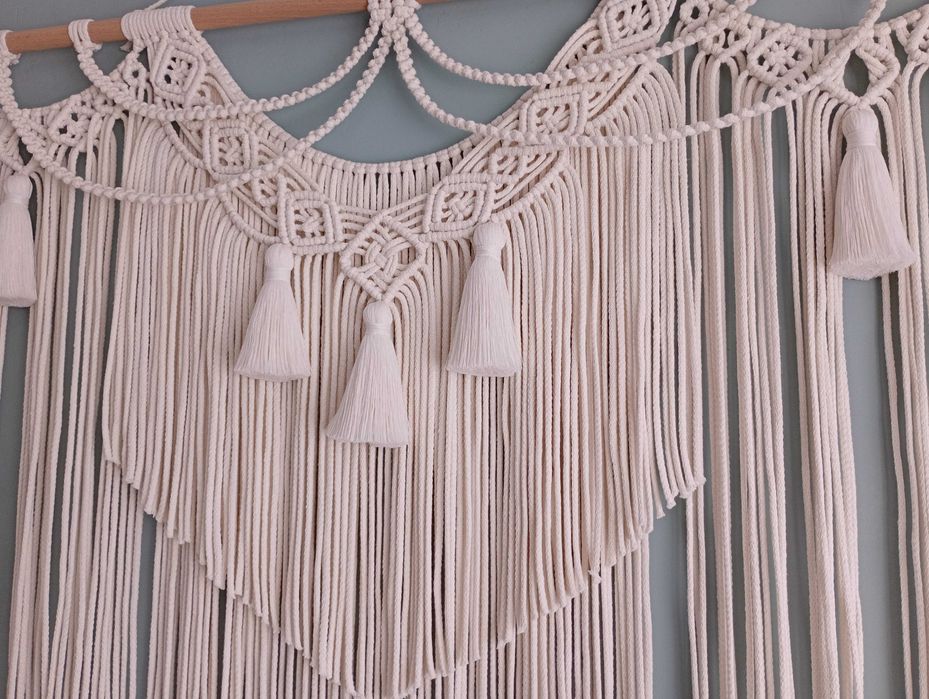 Makrama duża XXL ecru jasny beż Boho dekoracja