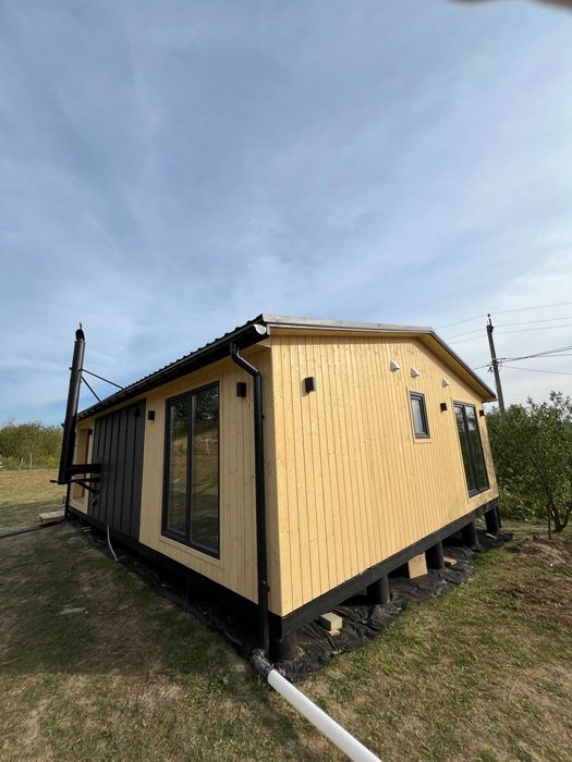 Каркасний будинок 52 м2 з терасою. Фундамент та меблі під ключ