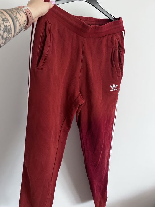 Spodnie dresy bordowe /czerwone adidas S