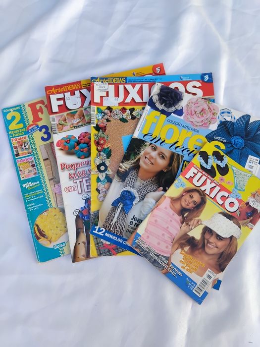 Lote de 6 revistas de artesanato-fuxicos e flores em tecido