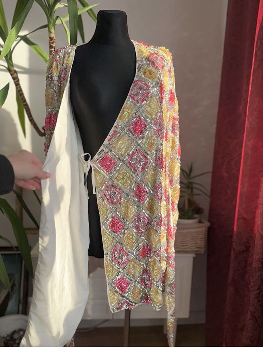 Asos cekinowa sukienka mini kopertowa 42 xl 40 L rochie