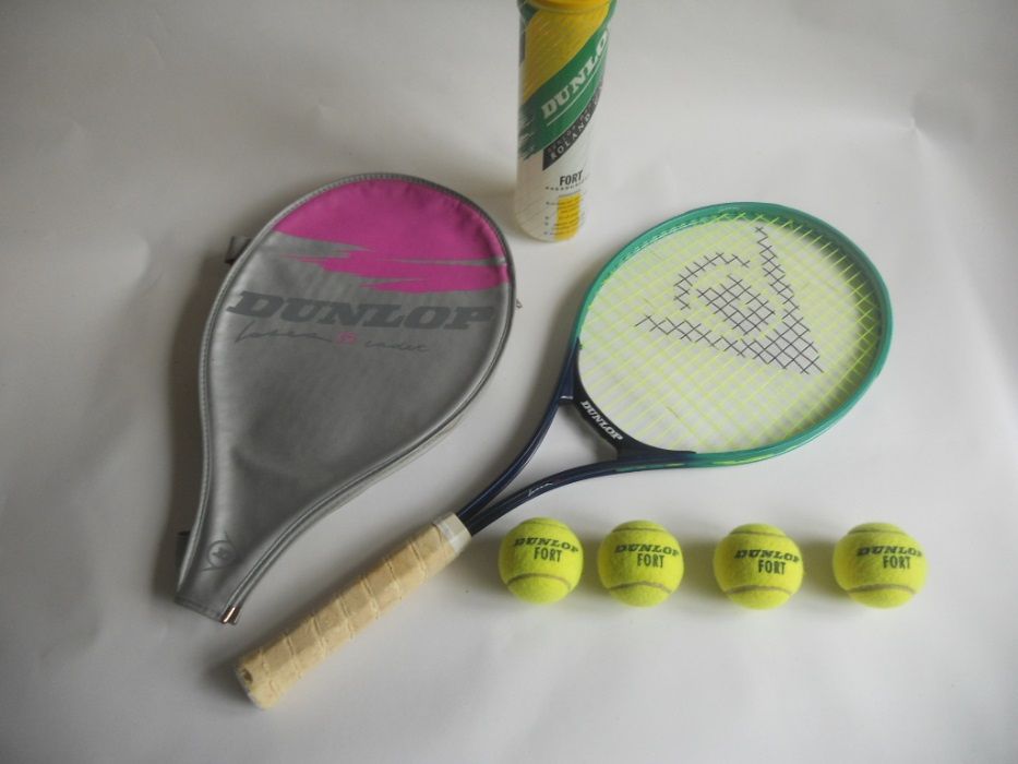 Raquete ténis Dunlop Cadet + 4 bolas