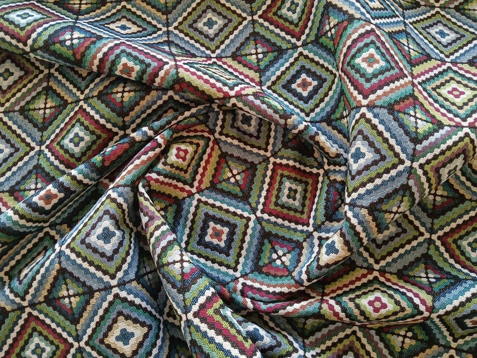 Fotel kolorowy szerokość 75 Lux tkanina romby azul  żakard tkany