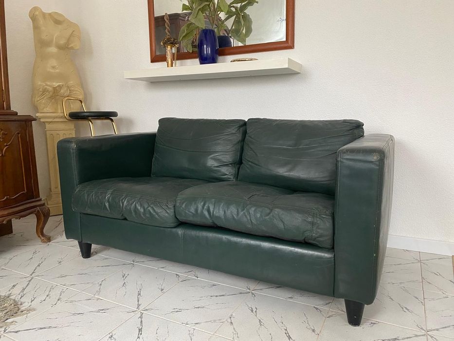 Conjunto de Sofás em Pele verde escuro