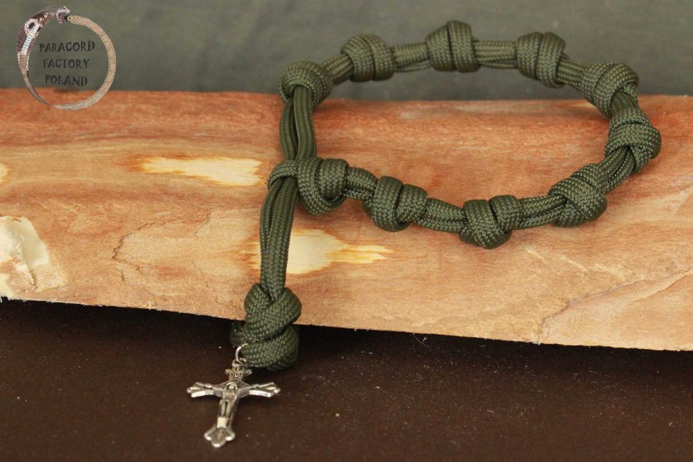 Różaniec na rękę - dziesiątka - jednokolorowa paracord handmade