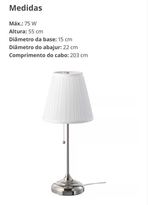 Conjunto de 2 candeeiros de mesa ikea