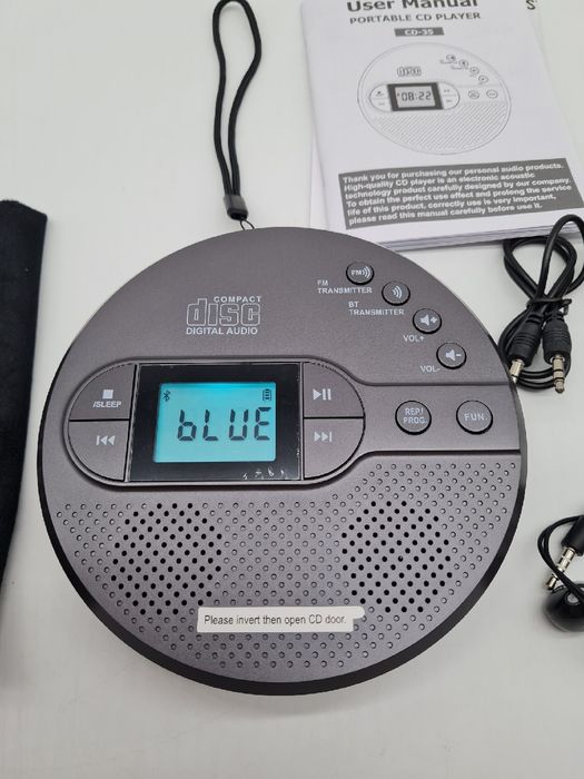 Discman odtwarzacz CD z Bluetooth USB AUX 2000mAh Głośniki