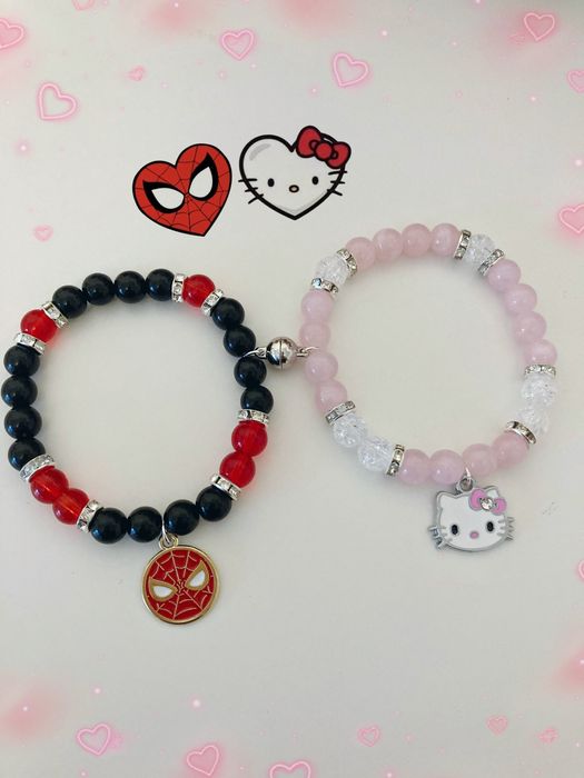 Bransoletki dla par matching hello kitty x spiderman