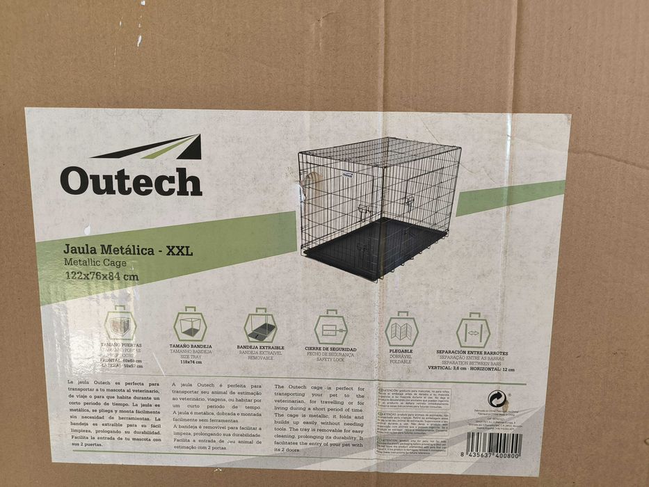 outech jaula de metal para cães  - XXL  122 x 76 x 84 cm
