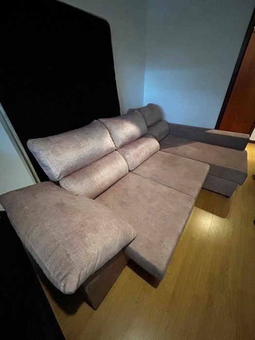 sofa chemise com bau arrumaçao e ajustavel