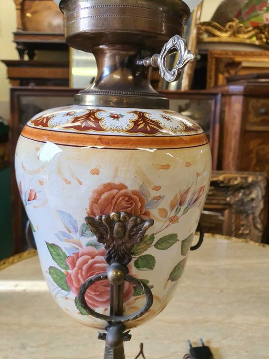 Lampa porcelana, mosiądz 66 cm