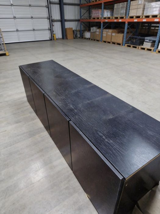 Sideboard Aparador 2m Wenge Preto Push-Open Pes Metal Felgueiras