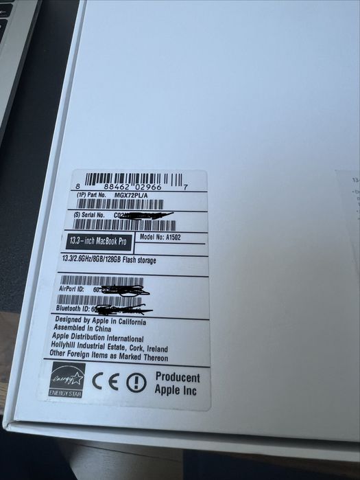 MacBook Pro 13.3 retina mid 2014 intel i5 8GB  128GB