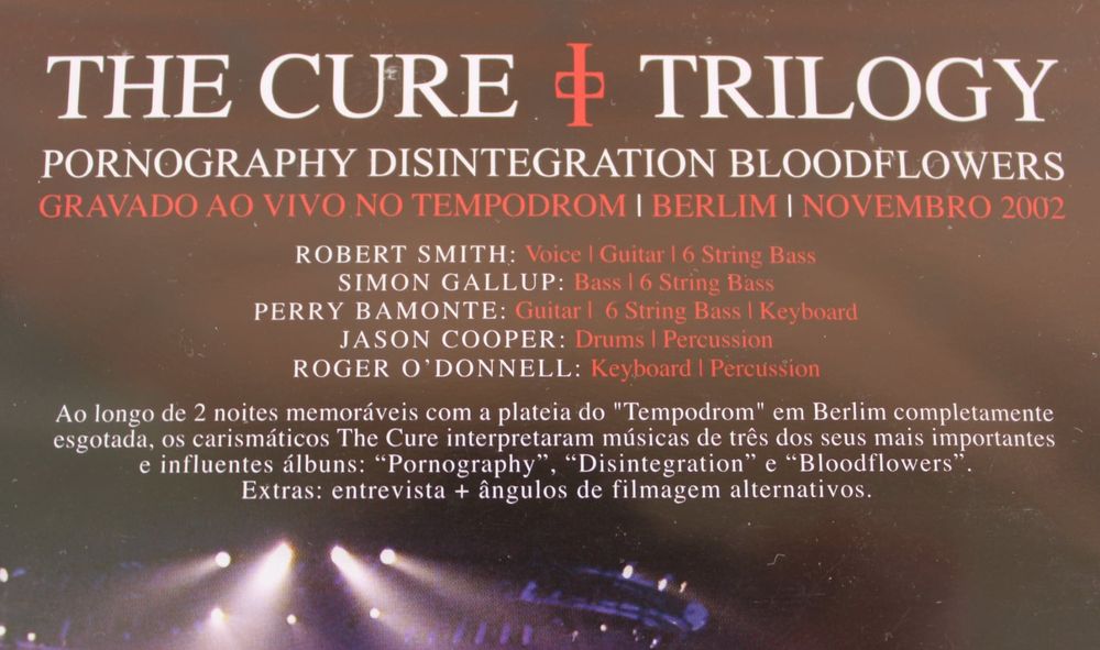 Dvd duplo, concerto, The Cure "Trilogy"