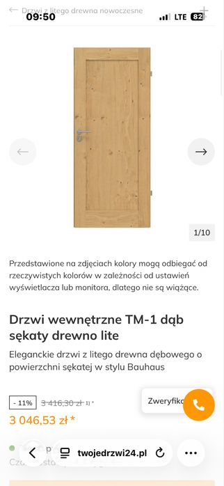 Drzwi wewnetrzne 80 Prawe