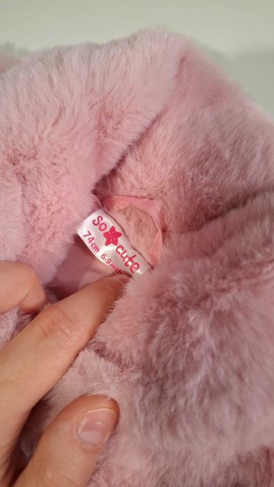 новая розовая шубка для маленькой принцесси 6-9 месяцев